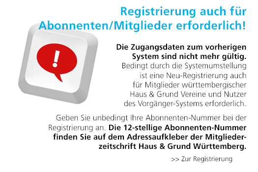 Registierung auch für Mitglieder/Abonnenten erforderlich